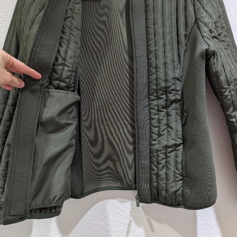 Fabletics Pisa Puffer Quilted Jacket Olive Green Women's Size Large - Picture 6 of 10